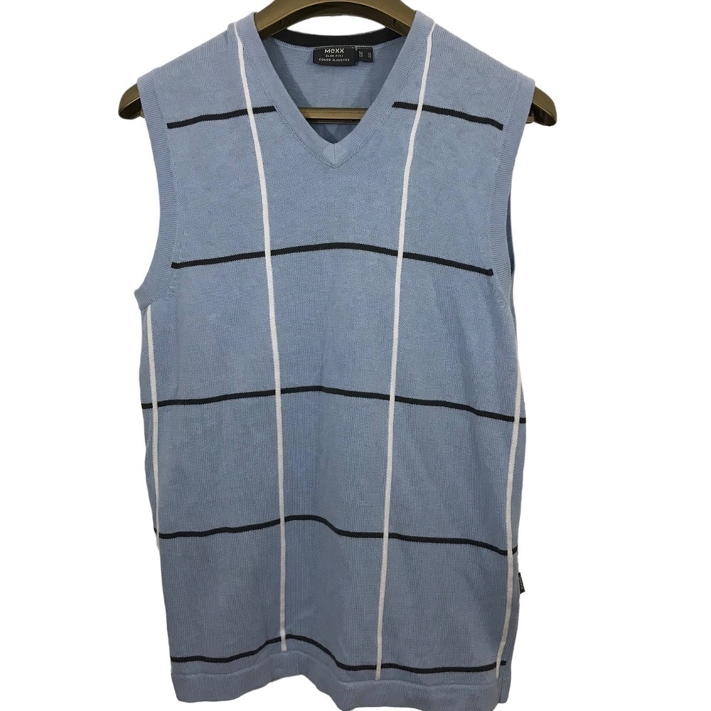 Mexx Slim Fit Vest Sleeveless V Neck Thin Knit Plaid